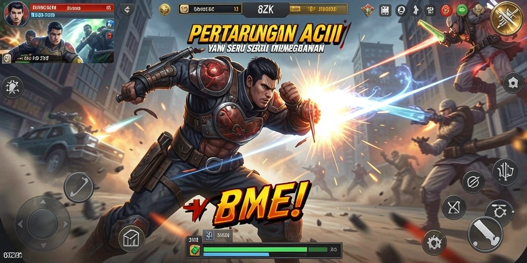 Screenshot dari gameplay Action di 8ZK yang mendebarkan.