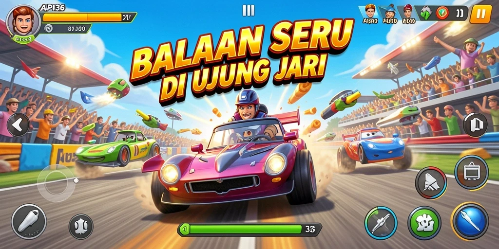Screenshot gameplay API36 yang menampilkan aksi balap yang mendebarkan.