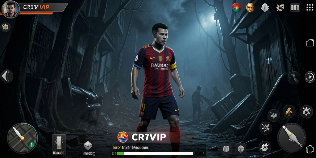 Visual gameplay menegangkan di dunia horror yang gelap.
