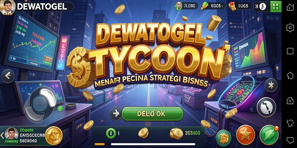 Tangkapan layar gameplay DEWATOGEL menunjukkan tantangan membangun bisnis Tycoon.