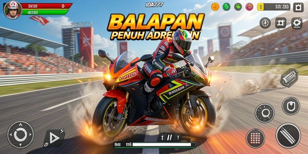Tampilan seru gameplay balapan motor di IDA777.