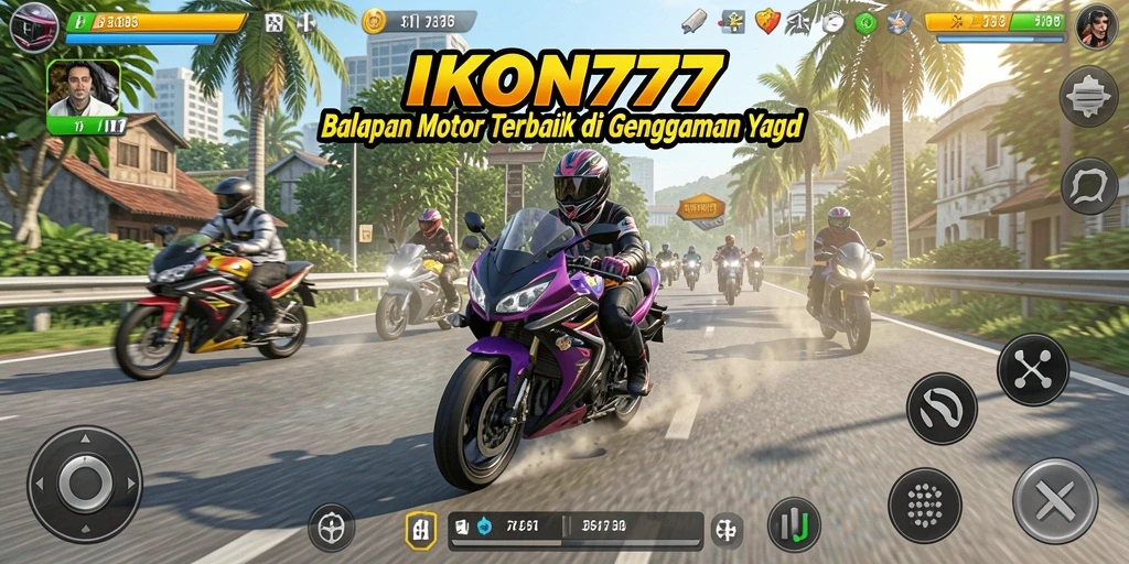 Screenshot gameplay IKON777 dengan aksi balapan motor yang seru.