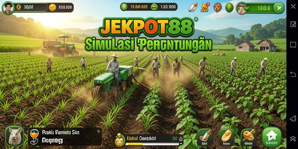 Tangkapan layar JEKPOT88 menampilkan aktivitas bertani yang menyenangkan.