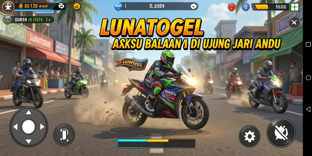Tampilan balapan motor yang menegangkan dalam LUNATOGEL.