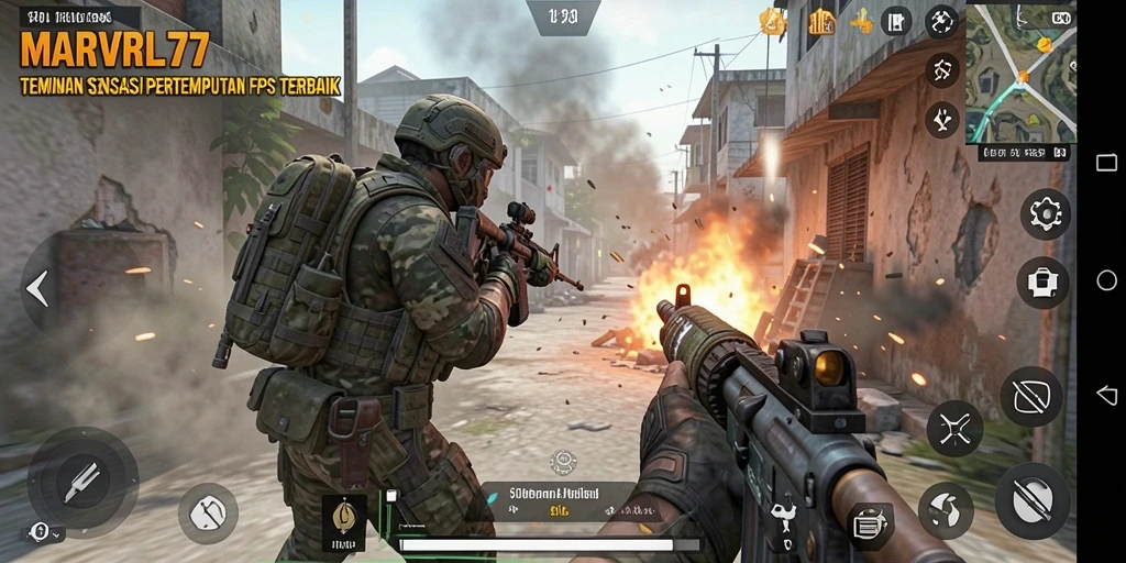 Tampilan gameplay nyata dari pertempuran FPS yang mendebarkan.