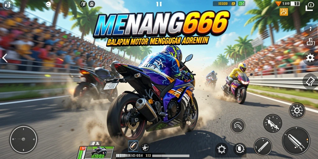 Screenshot MENANG666 menampilkan aksi balapan motor yang mendebarkan.