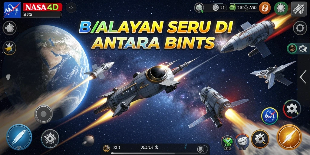 Tangkapan layar gameplay balapan luar angkasa yang mendebarkan.