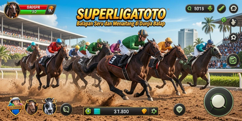 Tangkapan layar SUPERLIGATOTO menampilkan aksi balapan yang mendebarkan.